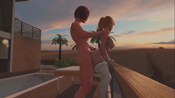 Neue Rotschopf Shemale fickt Blonde Tranny - Anal Sex, 3D Futanari Cartoon Porno auf den SonnenuntergangTop-Clips