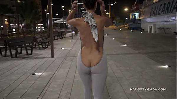 مقاطع علوية Naughty Lada wears backless coveralls and exposes her butt in public جديدة