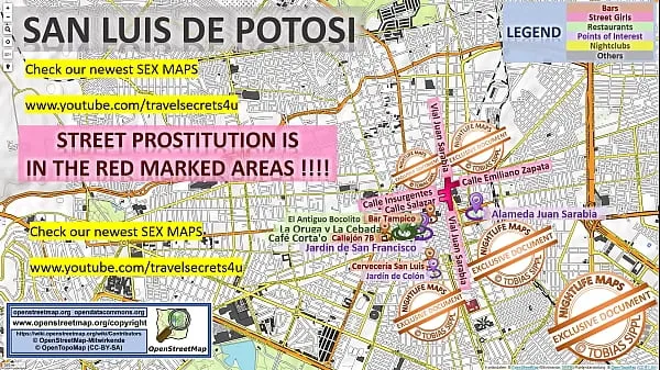 Nuovi Mappa della prostituzione di strada di San Luis de Potosi, Messico con indicazioni su dove trovare Streetworker, Freelance e Bordelli. Inoltre vi mostriamo il Bar, la vita notturna e il quartiere a luci rosse della cittàclip principali