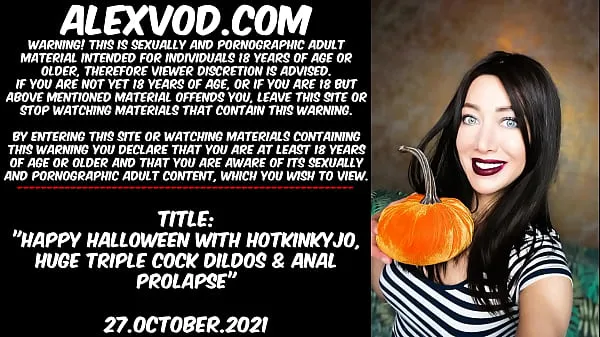 Novi Happy Halloween with Hotkinkyjo, huge triple cock dildos & anal prolapse najboljši posnetki