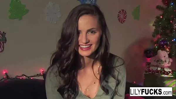 New Lily tells us her horny Christmas wishes before satisfying herself in both holes top Clips