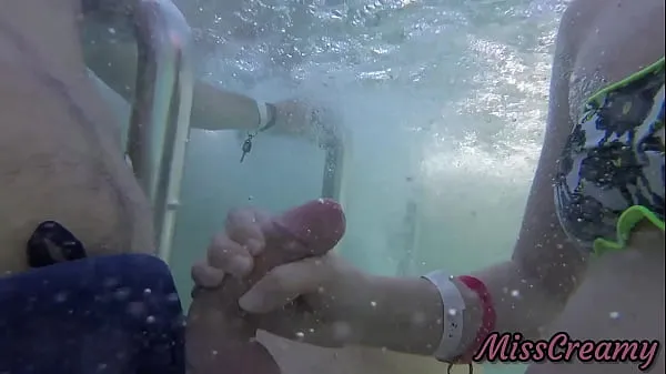 New Teen student masturbate my cock in a public pool in front of everyone - it's very risky with people near- MissCreamy top Clips